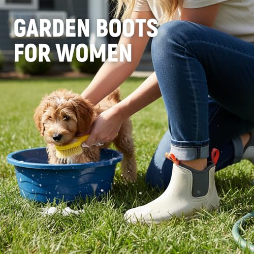 ZCVQX Women's Deck Boots Waterproof Ankle Rain Boots Outdoor Fishing Garden Boots for Women Anti-Slip Lightweight Comforta...