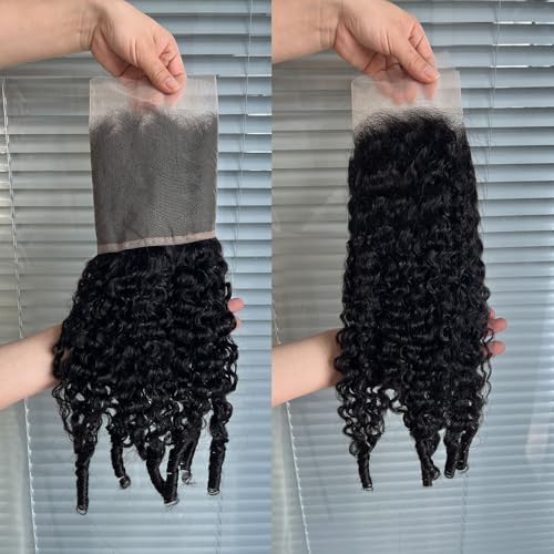 13x6 Burmese Curly Frontal 100% Real Human Hair 13x6 Frontal Burmese Curly Hair Transparent HD Lace Closure Natural Black 1B Color 16 Inch