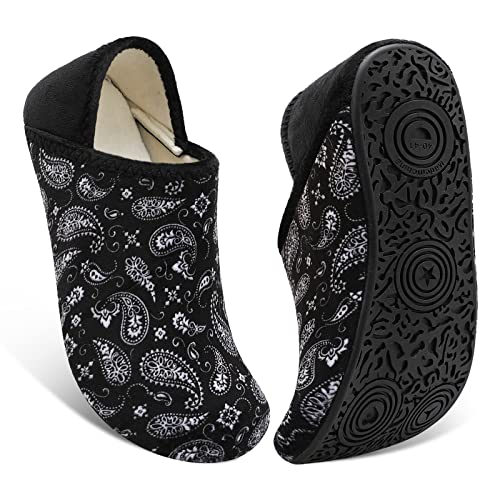 Fires Womens Mens Slippers with Rubber Sole Soft-Lightweight House Slipper Socks Around House Shoes Non Slip Indoor/Outdoor