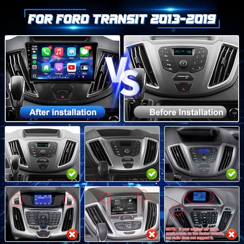 Leadfan Car Stereo for Ford Transit 2013 2014 2015 2016 2017 2018 2019 Wireless CarPlay Android Auto, 9” IPS Touch Screen ...