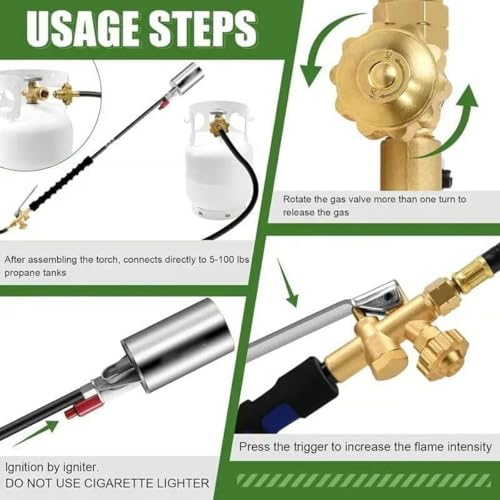 Portable Propane Torch Weed Burner Kit,Propane Flame Thrower with Hose,Electric Weed Burner,Thermal Weeder & BBQ Lighter,F...