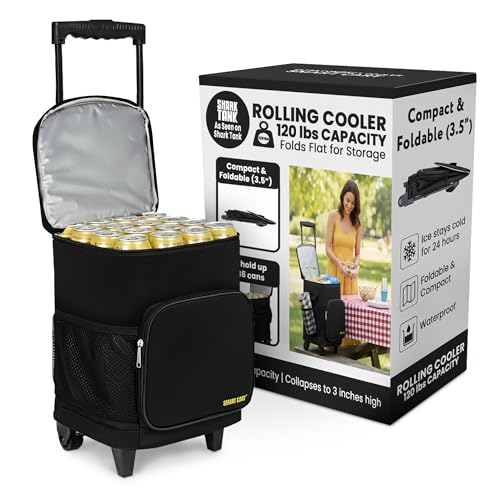 Ultra Compact Cooler Smart Cart with Wheels - Collapsible Insulated Cooler Bag - Foldable Travel Cooler 36 Cans - Leak Pro...