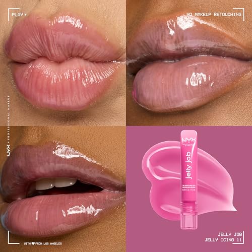 NYX PROFESSIONAL MAKEUP Jelly Job Lip Gloss, Lip Tint Gloss with Full-Bodied, Smoothing, and Hyper-Glossy Shine - Jelly Ic...