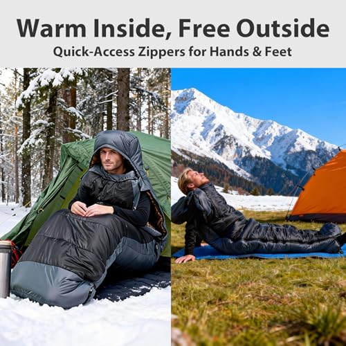 GEERTOP Portable Mummy Sleeping Bag with Graphene Lining for Adults Cold Weather 27°F to 40°F, Lightweight & Water-Resista...