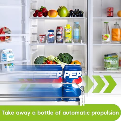 Soda Can Dispenser for Refrigerator,Self-Pushing Drink Organizer for Fridge, Width Adjustable Fridge Organization, Beer Po...