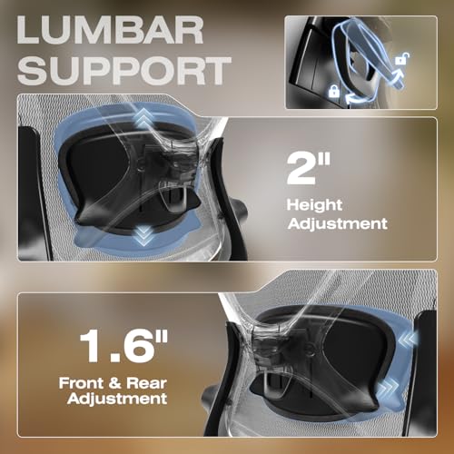 ELABEST X100 Ergonomic Mesh Office Chair with Footrest, Big and Tall Hone Desk Chair with 5D Flip-Up Arms, Adjustable 3D L...