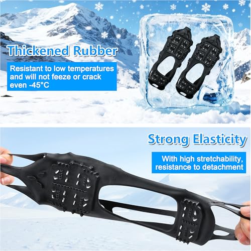 Ice Cleats Crampons for Shoes and Boots Anti Slip Snow Cleats Ice Shoes Grippers 24 Studs Crampons for Hiking Boots Women ...