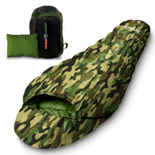 SereneLife 0 Degree Mummy Sleeping Bag – Military-Style, Lightweight & Waterproof for Extreme Cold, Stays Warm in 5–10°F, ...