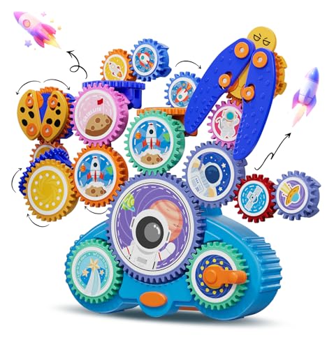 Fivoro STEM Gears Toys for Kids Ages 3+, Creative Learning Building Blocks, 18Pcs Educational Construction Toy Set, Electr...