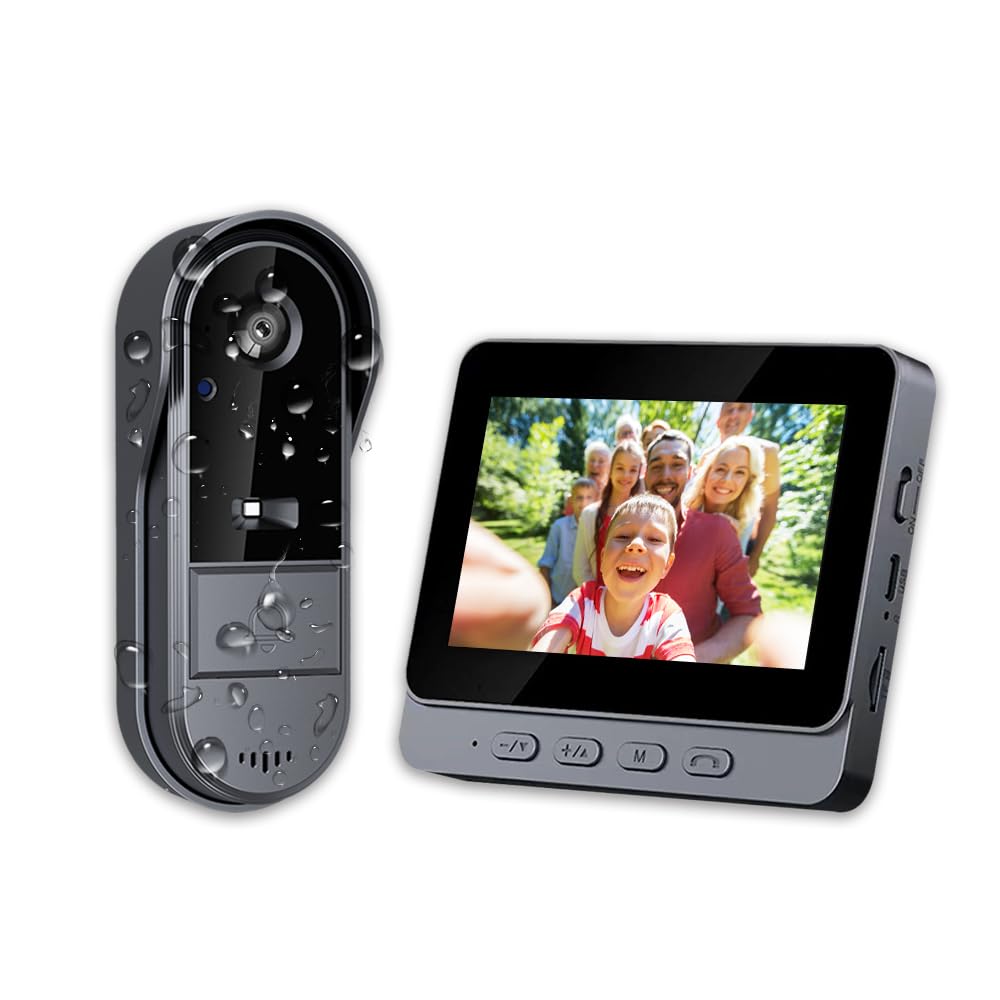 Doorbell Camera Wireless with Monitor for Apartment, Timbre con Camara 1080P No Subscription/App/WiFi Needed,Waterproof Door Bel