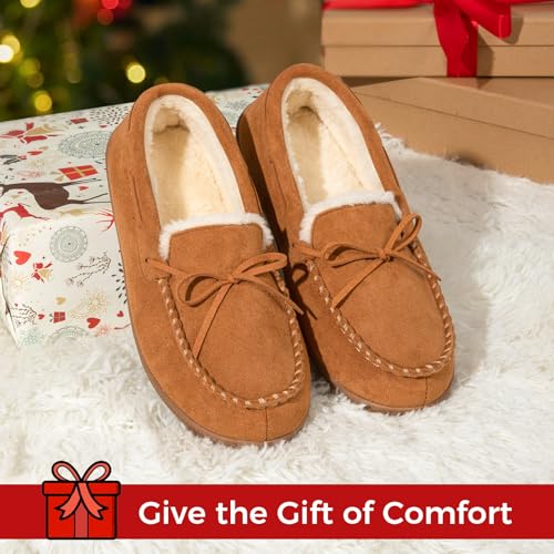HomeTop Women's Moccasins House Slippers Memory Foam Indoor Outdoor Ladies Shoes