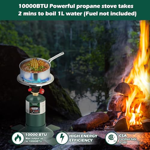 Ruasveltan Camping Stove Propane, Single Burner Propane Stove，Camping Stove with Instant Ignition for Hiking Backpacking a...