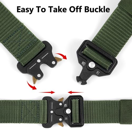 Quick Release Tactical Belts for Men,46" Military Style Heavy Duty Nylon Web Belt