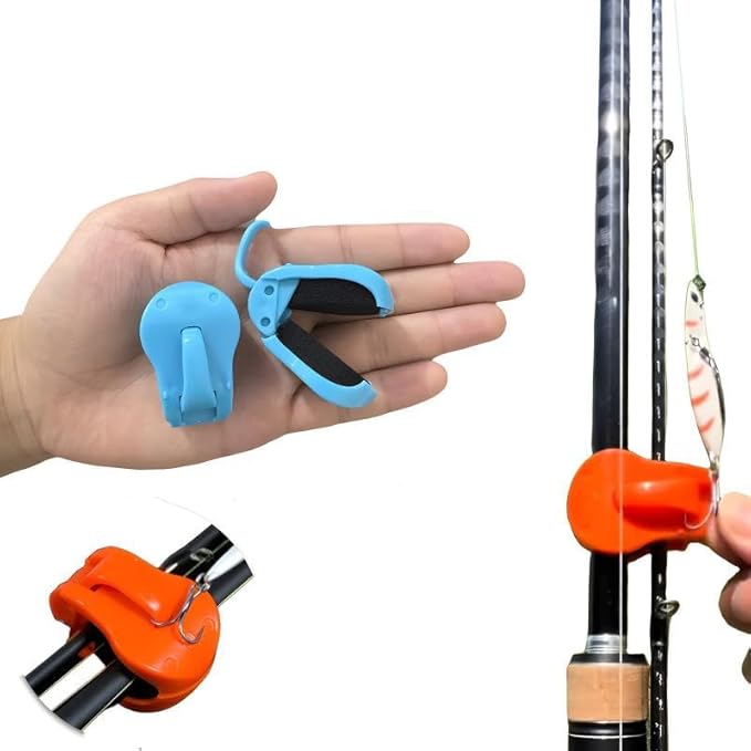 2Pcs Quick-Attach Fishing Rod Clip Tool-Free 1-Hand Holder for Freshwater Rods Storage Racks Secure Grip Tackle Organizer