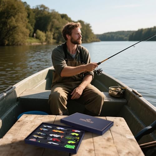 HALF CRESCEN Fishing Lures Kit for Diving Bass/Trout/Pike with Lifelike Action, Fishing Gear Set for 2025 Xmas