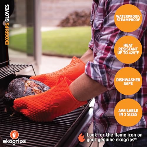 Jolly Green Products Ekogrips Premium Heat-Resistant BBQ Glove for Cooking and Meat Handling, Kitchen Oven Gloves, Firepla...