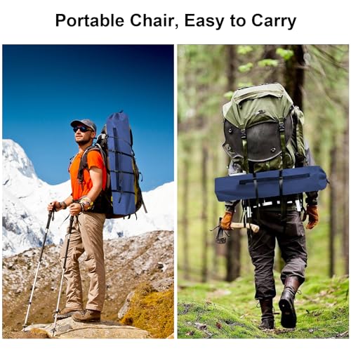 SAILARY 2PCS Folding Camping Collapsible Chairs Heavy Duty Lawn Chair with Cooler Bag, Storage Pocket, Waterproof Bag Outd...