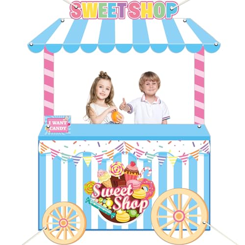 Sweet Shop Shaped Photo Prop Candy Theme Birthday Party Decor 60 x 48inch Fabric Sweet Photo Booth Frame Hanging Backdrop ...