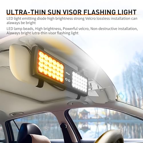 Nilight Amber White 48LED Visor Strobe Lights Interior Windshield Emergency Warning Light Super Bright LED for Police Enfo...