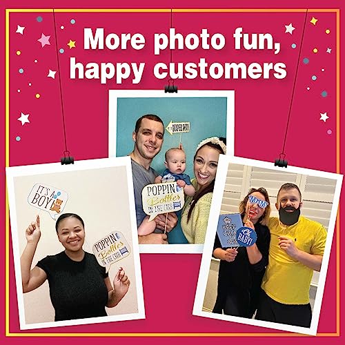 Boy Baby Shower Photo Booth Props - 41-pc Photo Booth Kit with 8 x 10-Inch Sign, 60 Glue Dots, 45 Sticks - Picture Props f...