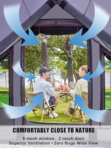 Inflatable Tents for Camping - Easy Blow Up Glamping Tent with Hand Pump, Waterproof PVC Air Inflatable Tent House for Fam...