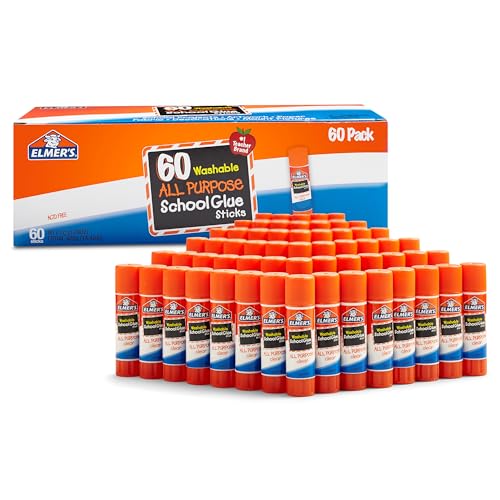 Elmer's All Purpose School Glue Sticks, Acid-Free and Washable, 7 Grams, 60 Count - Craft Projects, Poster, Vision Board, ...