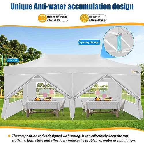HOTEEL 10x20 Pop up Canopy Tent for Parties, Heavy Duty Easy Setup Tent with 6 Sidewalls, Outdoor Commercial Instant Gazeb...