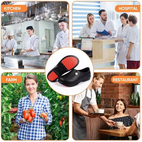 VAVSYL Slip Resistant Work Shoes for Women,Lightweight Waterproof Chef Shoes Men,Non Slip Work Shoes for Nurse/Kitchens/Re...