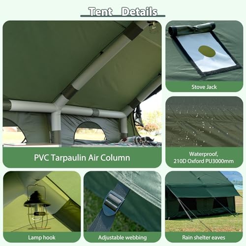 WaldZimmer Inflatable Camping Tent with Hand Pump Waterproof Outdoor Blow up Tent Oxford 4 Season Air Tent Cabin House wit...