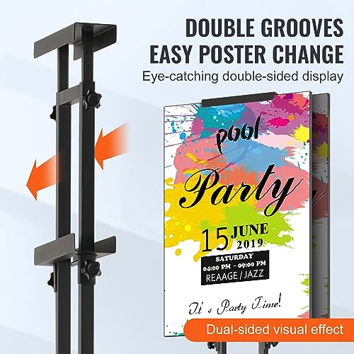 VEVOR Poster Stand, Adjustable Height Up to 75", Double-Sided Heavy Duty Pedestal Sign Holder, Floor Standing Sign Holder ...
