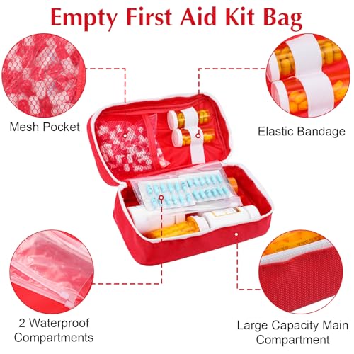8 Pack Empty First Aid Bag, Emergency Bag Empty, First Aid Case, Portable Medical Storage Pouch for Camping Hiking Travel ...