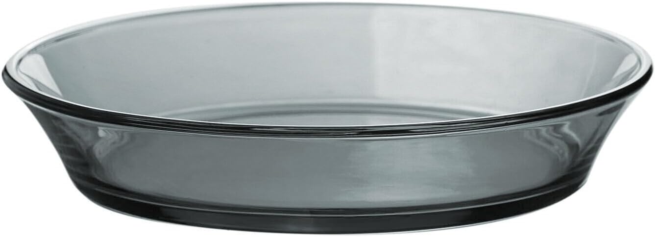 STP GOODS Glass Soup and Salad Bowl with Handles, Cobalt Transparent Glass Eating Plates, Circular Dinnerware for Salad, Bread, Dinner (Gray 4)