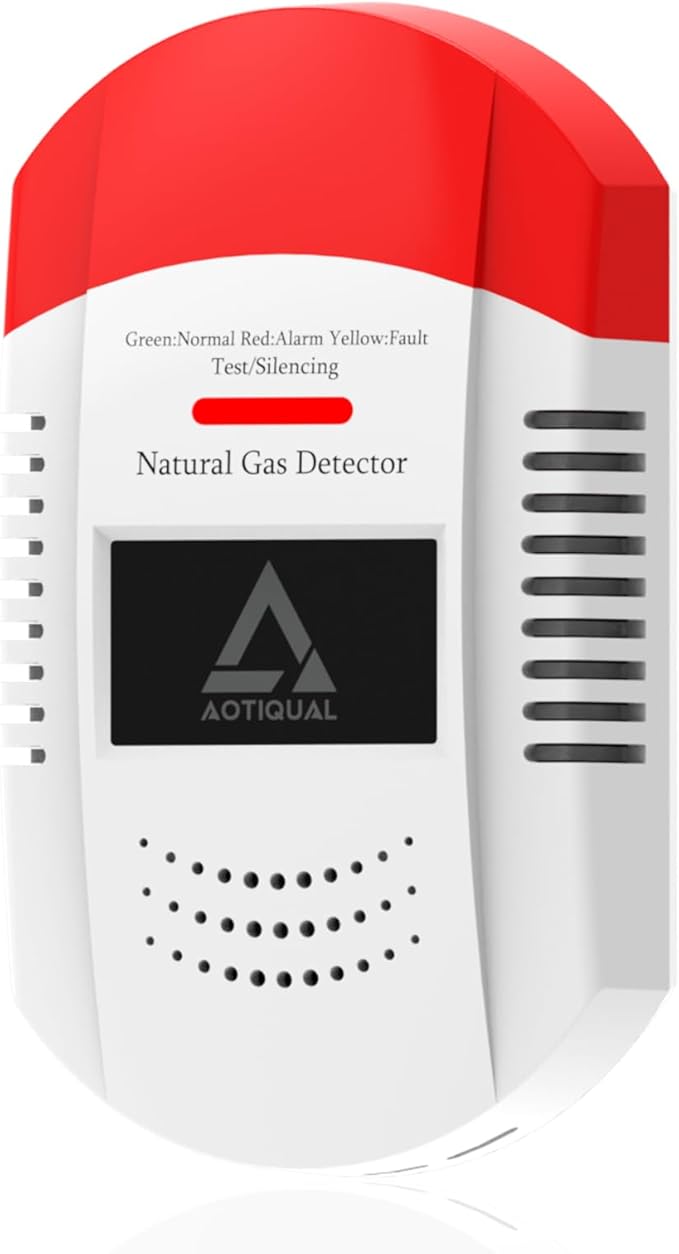Natural Gas Detector CH4/Propane/Methane - Portable Natural Gas Leak Alarm with LED Light & Audible Alert, 100% Battery-Po...