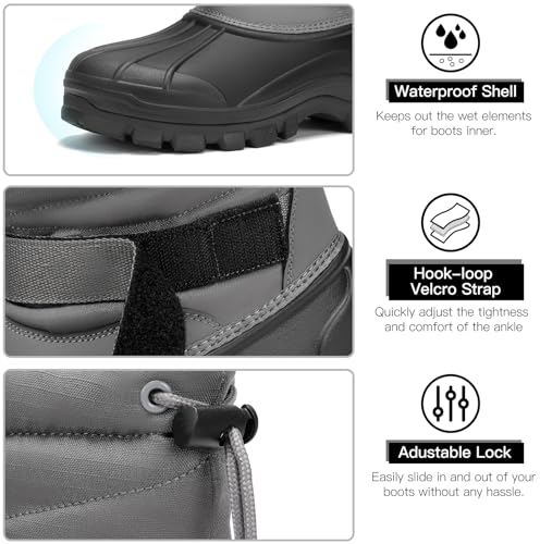 Kricely Men's Snow Boots Waterproof Non-Slip Outdoor Hiking Athletic Warm Fur Boot Comfortable Causual Cold-Weather Boots