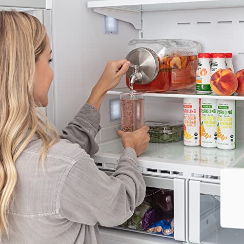 Le'raze 1.5-Gallon Glass Beverage Dispenser - Modern, Clear & Stainless Steel - Gravity Dispenser with Stainless Steel Spigot