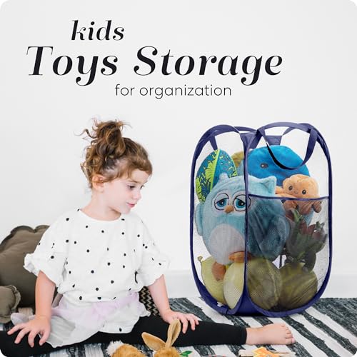 Handy Laundry Collapsible Mesh Pop Up Hamper with Wide Opening and Side Pocket - Breathable, Sturdy, Foldable, and Space-S...