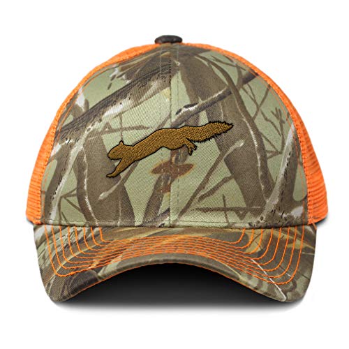 Custom Camo Mesh Trucker Hat Jumping Squirrel Embroidery Cotton Strap Closure