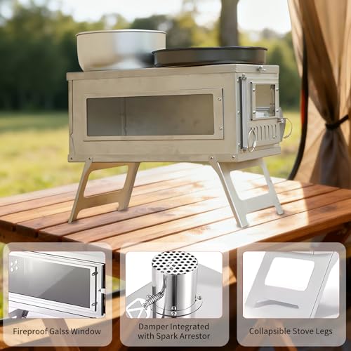 Yesinaly Ultralight Camping Stove Portable Wood Burning Stove for Tent, Camping, Outdoor Cooking, Hunting, Ice Fishing, 1...