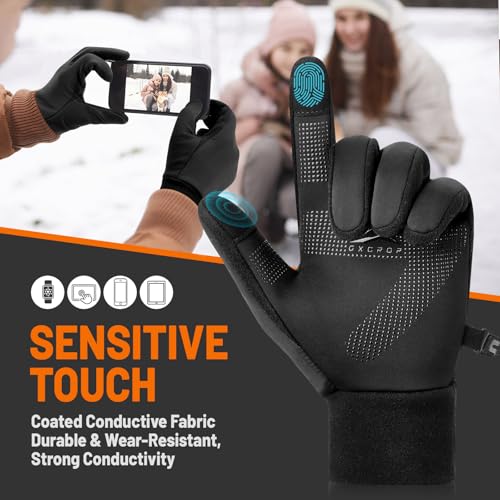 GXCROR Winter Gloves with Windproof & 3M Thermal Insulation, Touchscreen & Anti-Slip, Ideal for Running, Cycling, Hiking, ...