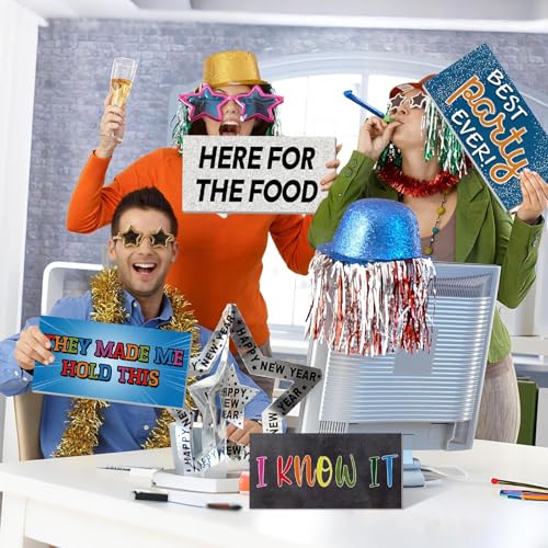 Beeveer 24 Designs Photo Booth Props for All Occasions Photo Booth Sign Decorations for Various Party Double Sided 11.02x...
