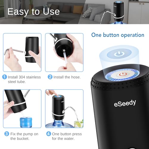 Water Pump for 5 Gallon Bottle, USB Charging Automatic Water Dispenser with Rechargeable Battery, Portable Electric Drinki...