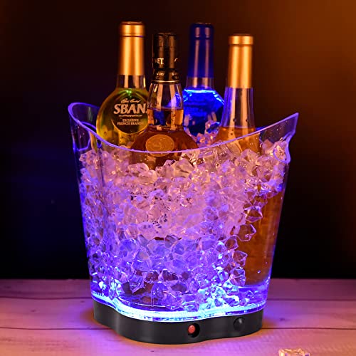 LED Ice Bucket - Portable Colorful Gradient Ice Bucket 6 Liter,Great for Home Bar, Chilling Beer, Champagne and Wine (Four...