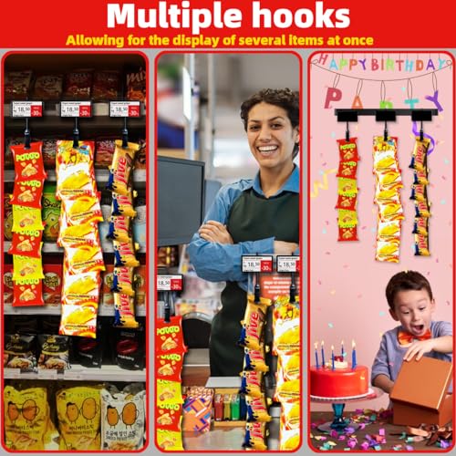 Hanging Merchandise Strips with Hooks Chip Display Rack Stands Potato Bag Holder for Retail Displaying Label Headers Greet...
