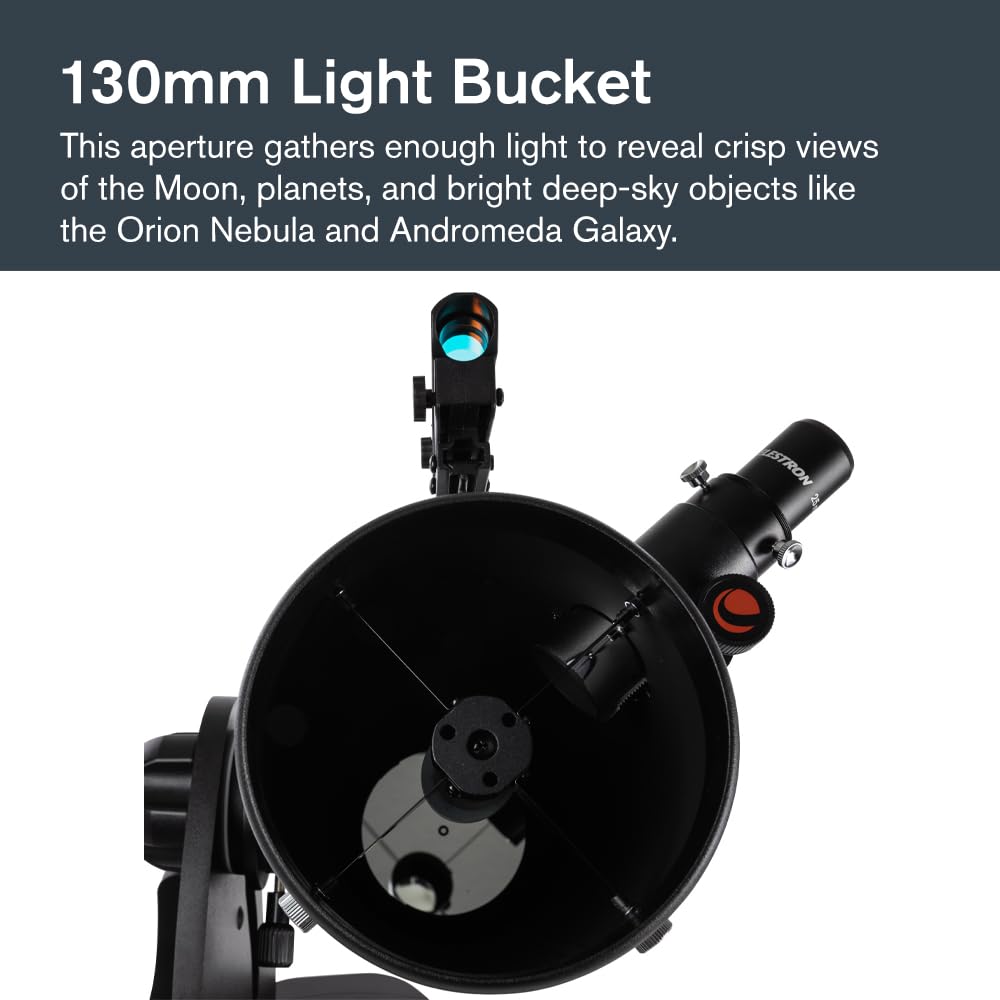 Celestron StarSense Explorer 130AZ App-Enabled Telescope – 130mm Tabletop Dobsonian with Smartphone Dock & StarSense App – iPhone & Android Compatible – Easy-to-Use for Beginners