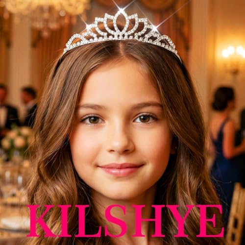 Kilshye Silver Tiaras and Crowns Rhinestone Wedding Tiara Birthday Prom Crown Hair Accessories for Women