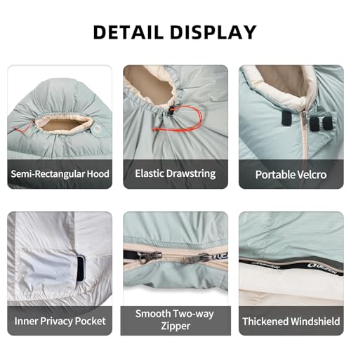 QEZER Down Sleeping Bag for Adults with 620 Fill Power Down Ultralight Mummy Backpacking Sleeping Bag