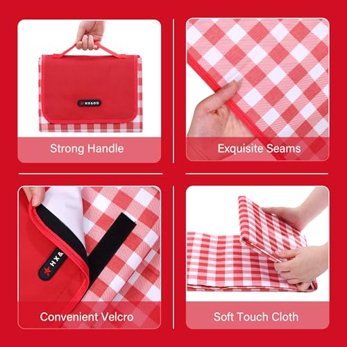 Picnic Blanket Outdoor Extra Large Picnic Mat 80"X60" Camping Blanket Beach Blanket Foldable Waterproof Sand Mat Hiking Tr...