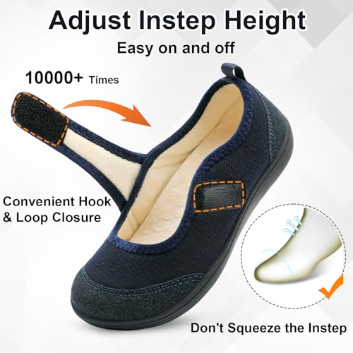 BARERUN Womens Slippers Wide Diabetic Shoes for Women Adjustable House Slippers Swollen Bunions Neuropathy House Shoes Sta...