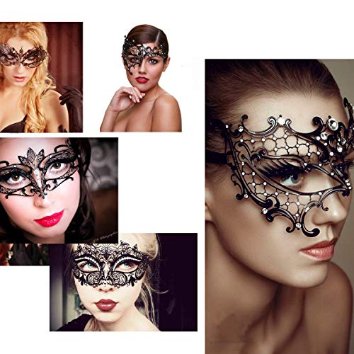 Masquerade Mask for Women Metal Mask Shiny Rhinestone Venetian Party Evening Prom Ball Mask Bar Costumes Accessory