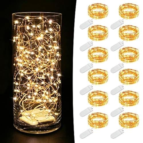 MUMUXI 12 Pack 7.2ft Fairy Lights Battery Operated String Lights, 20 Mini LEDs for Centerpiece Table Decorations, Wedding ...